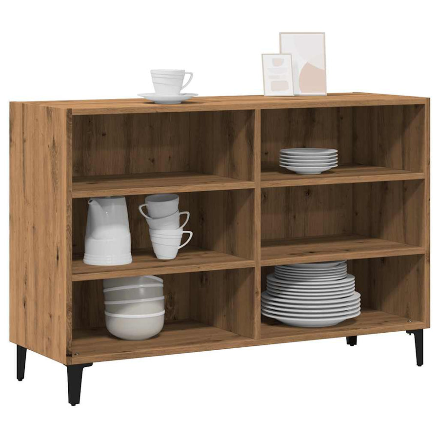 Dressoir 103,5x35x70 cm bewerkt hout artisanaal eikenkleurig