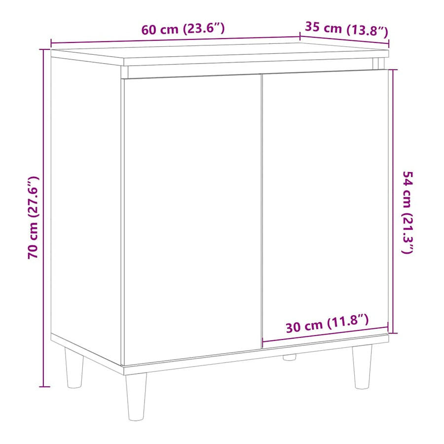 Dressoir 60x35x70 cm bewerkt hout artisanaal eikenkleur