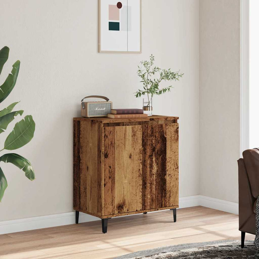 Dressoir 60x35x70 cm bewerkt hout oud houtkleurig