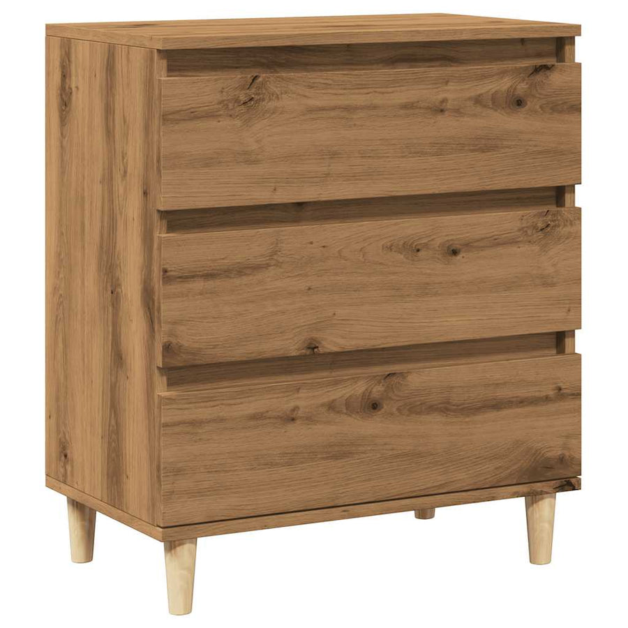 Dressoir 60x35x70 cm bewerkt hout artisanaal eikenkleur