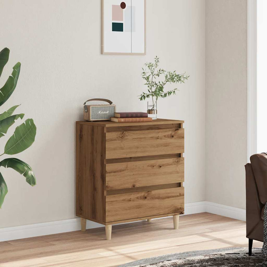 Dressoir 60x35x70 cm bewerkt hout artisanaal eikenkleur