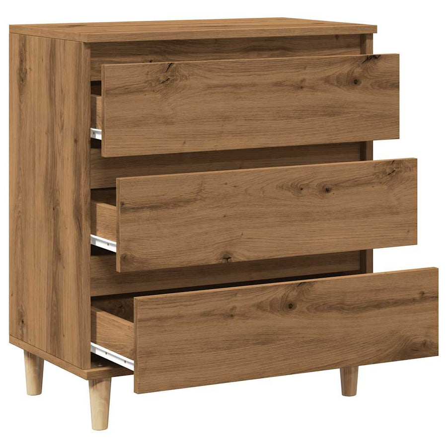 Dressoir 60x35x70 cm bewerkt hout artisanaal eikenkleur