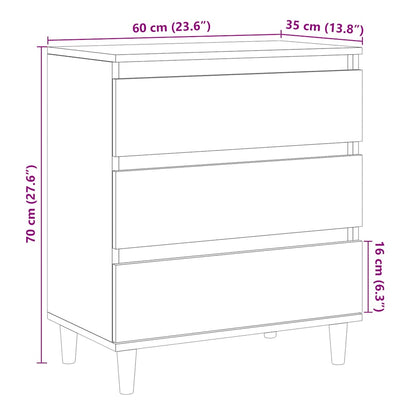 Dressoir 60x35x70 cm bewerkt hout artisanaal eikenkleur