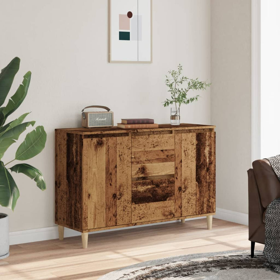 Dressoir 102x35x70 cm bewerkt hout oud houtkleurig