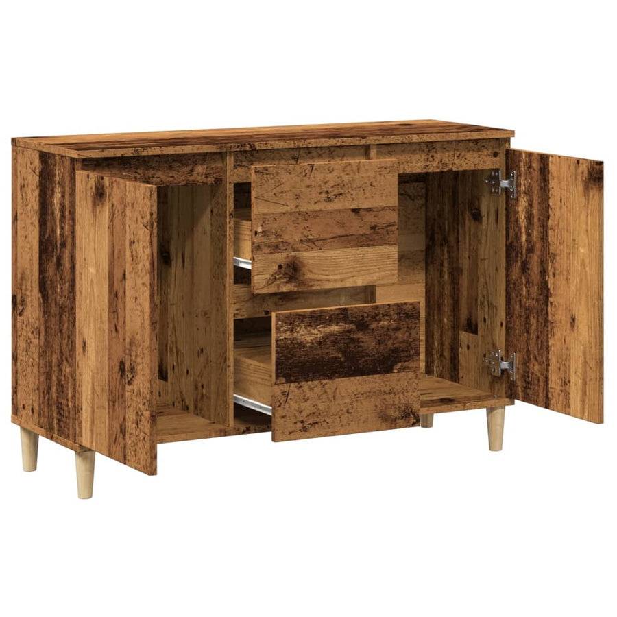Dressoir 102x35x70 cm bewerkt hout oud houtkleurig