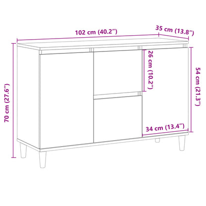 Dressoir 102x35x70 cm bewerkt hout oud houtkleurig