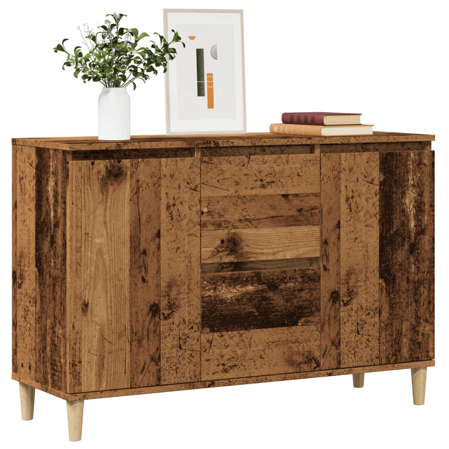 Dressoir 102x35x70 cm bewerkt hout oud houtkleurig