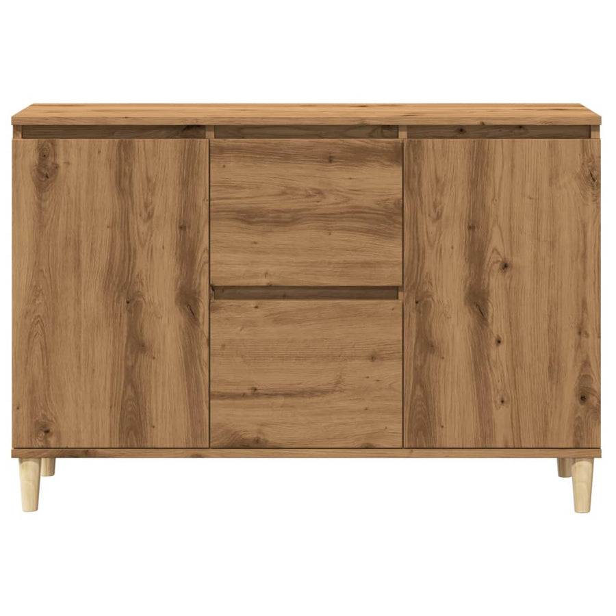 Dressoir 102x35x70 cm bewerkt hout artisanaal eikenkleurig