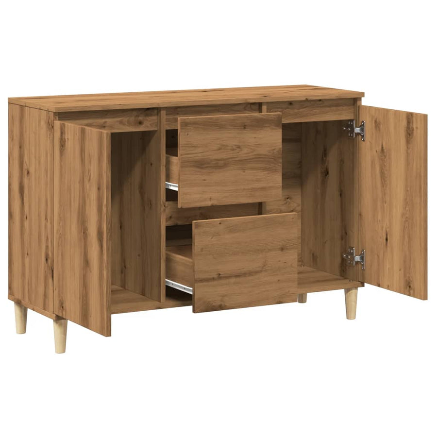 Dressoir 102x35x70 cm bewerkt hout artisanaal eikenkleurig