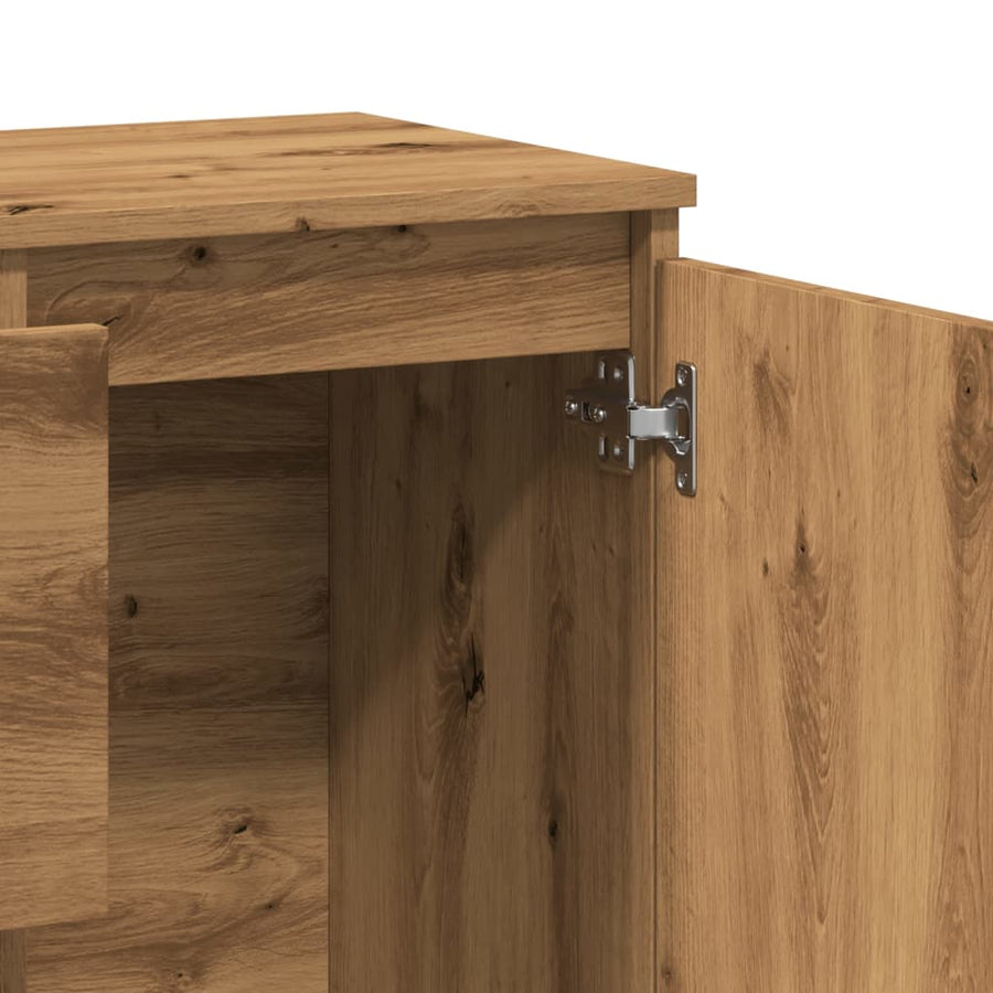 Dressoir 102x35x70 cm bewerkt hout artisanaal eikenkleurig
