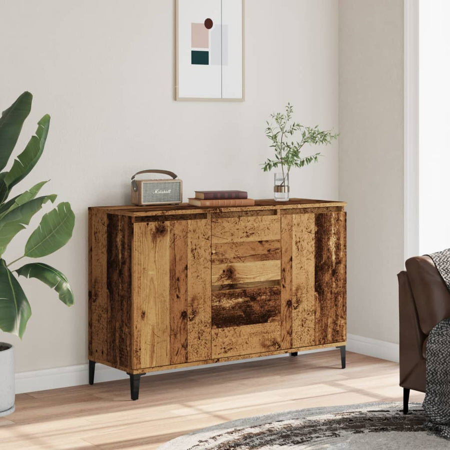 Dressoir 102x35x70 cm bewerkt hout oud houtkleurig