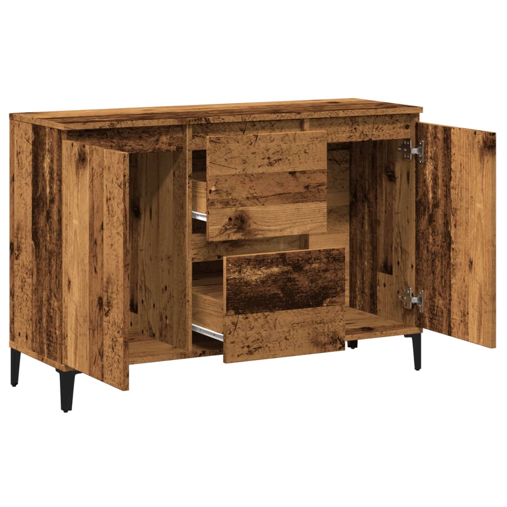 Dressoir 102x35x70 cm bewerkt hout oud houtkleurig