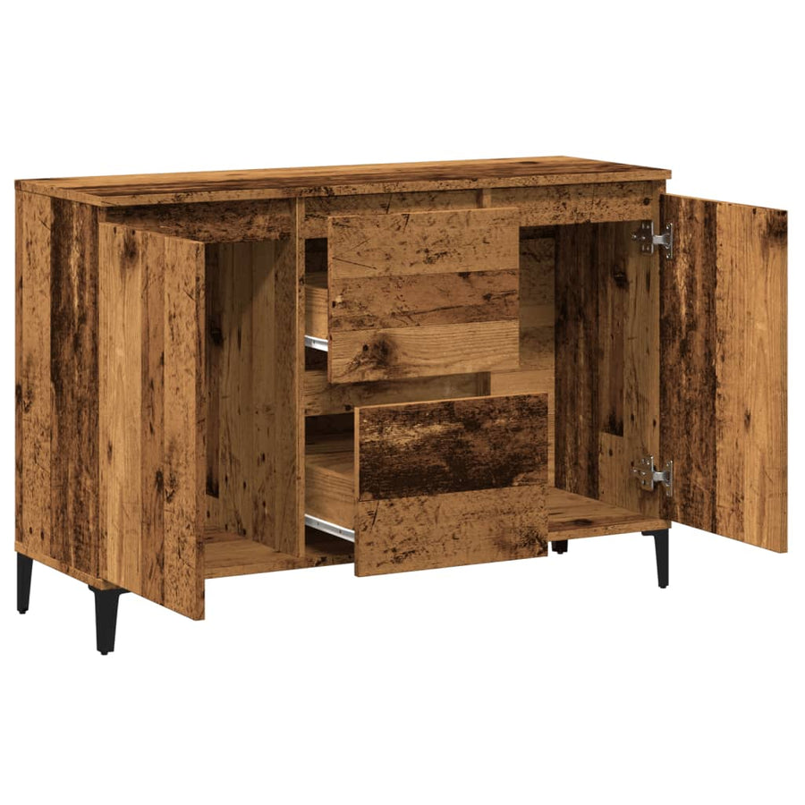 Dressoir 102x35x70 cm bewerkt hout oud houtkleurig
