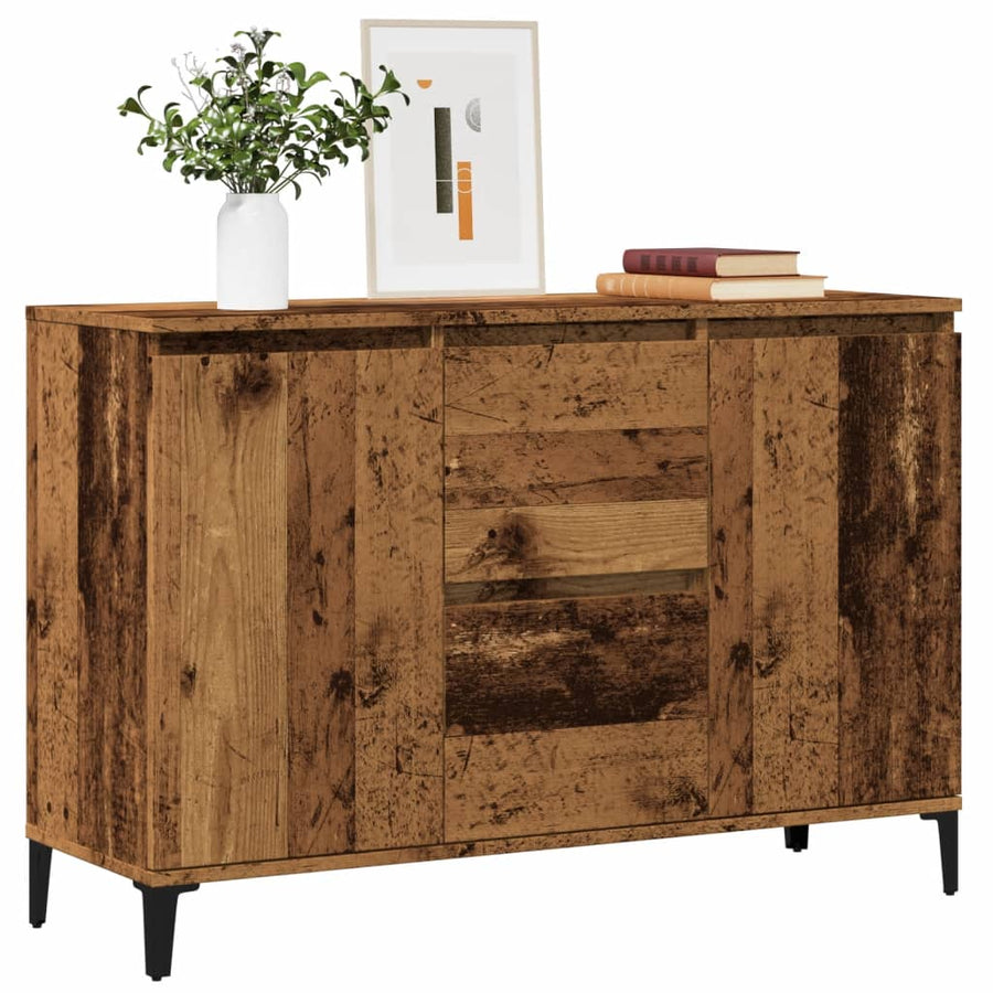 Dressoir 102x35x70 cm bewerkt hout oud houtkleurig