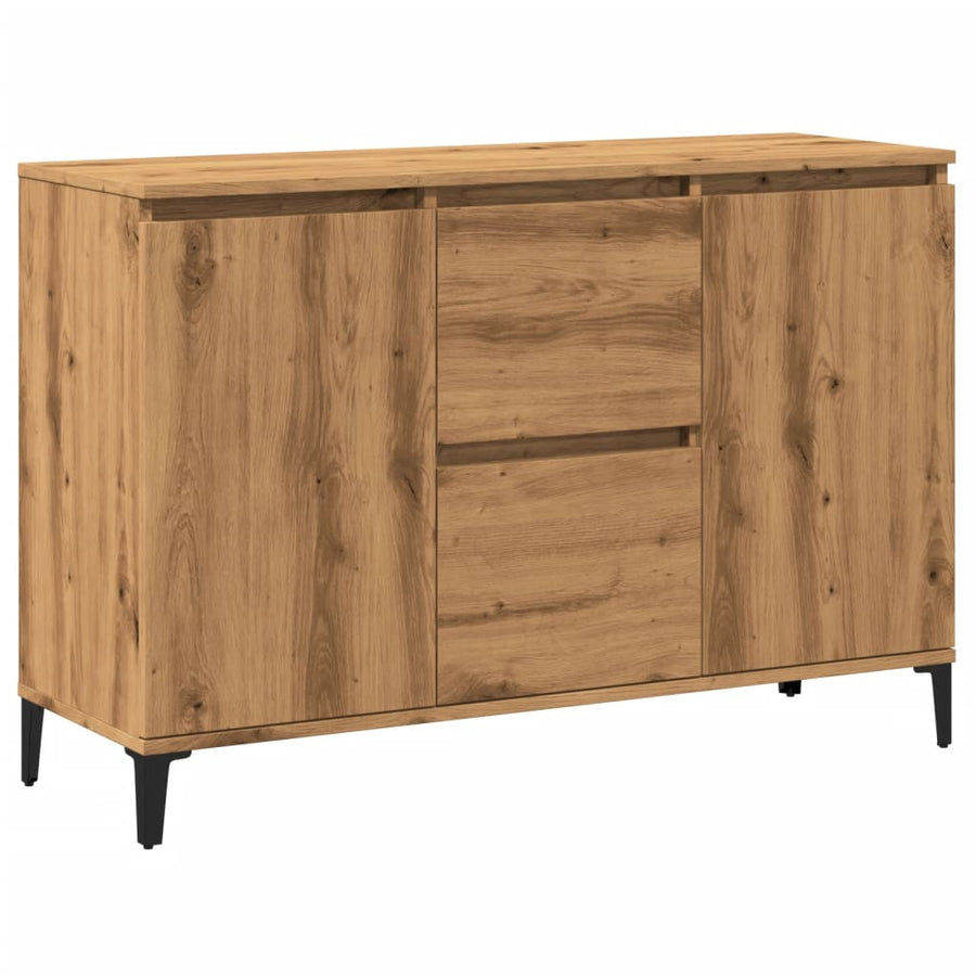 Dressoir 102x35x70 cm bewerkt hout artisanaal eikenkleurig