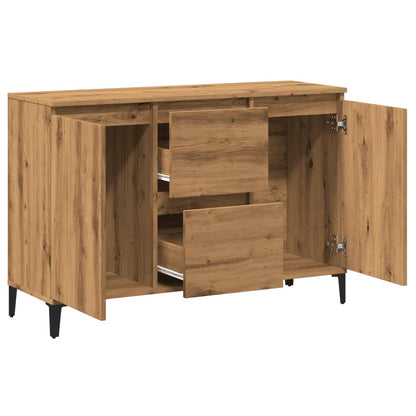 Dressoir 102x35x70 cm bewerkt hout artisanaal eikenkleurig