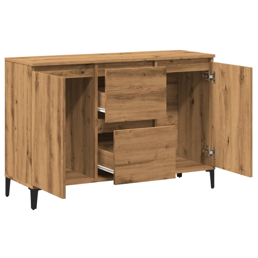 Dressoir 102x35x70 cm bewerkt hout artisanaal eikenkleurig