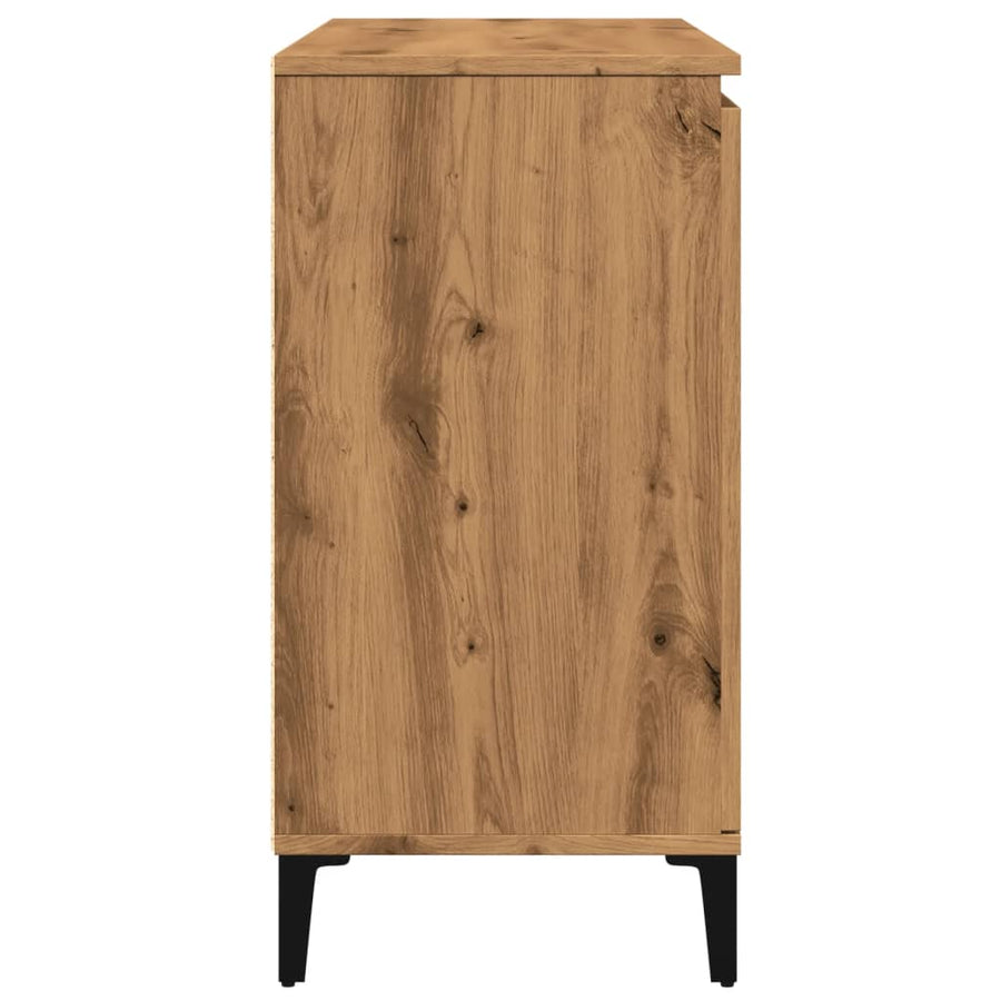 Dressoir 102x35x70 cm bewerkt hout artisanaal eikenkleurig