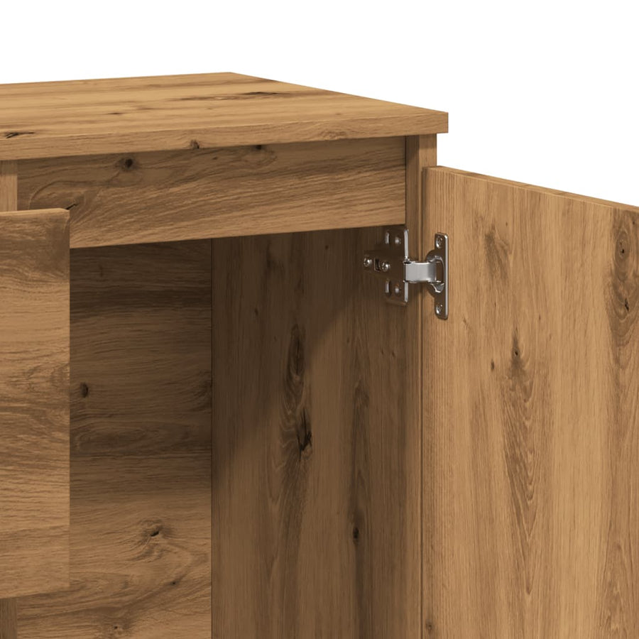Dressoir 102x35x70 cm bewerkt hout artisanaal eikenkleurig
