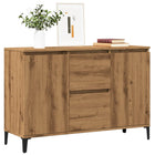 Sideboard 102x35x70 cm carved wood artisan oak-colored