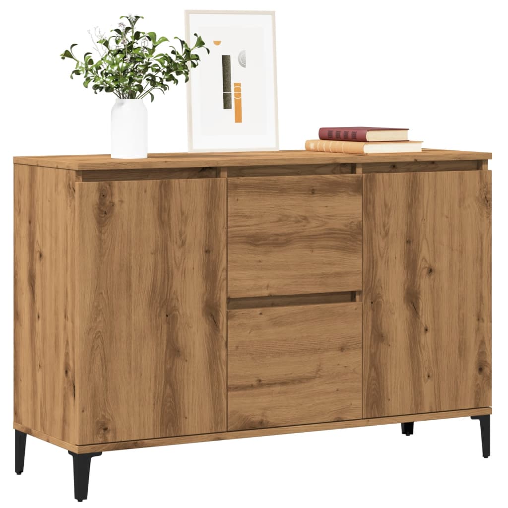Dressoir 102x35x70 cm bewerkt hout artisanaal eikenkleurig