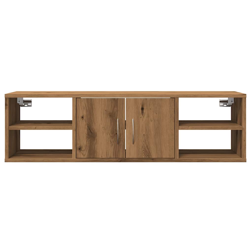 Wandkast 102x30x29 cm bewerkt hout artisanaal eikenkleurig