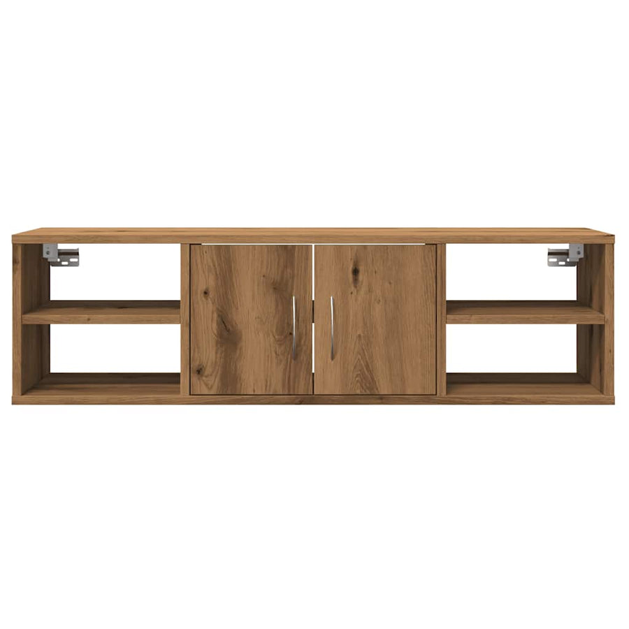 Wandkast 102x30x29 cm bewerkt hout artisanaal eikenkleurig