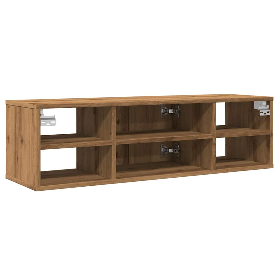 Wandkast 102x30x29 cm bewerkt hout artisanaal eikenkleurig