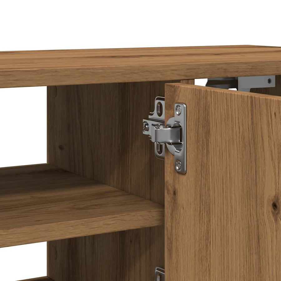 Wandkast 102x30x29 cm bewerkt hout artisanaal eikenkleurig