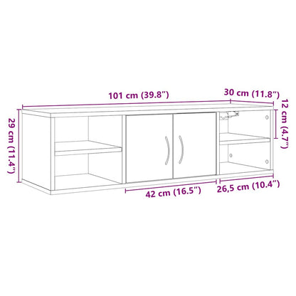 Wandkast 102x30x29 cm bewerkt hout artisanaal eikenkleurig