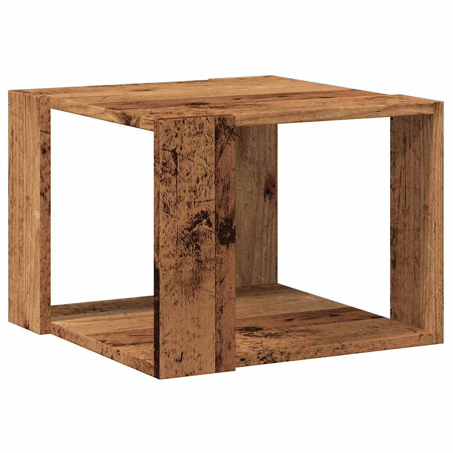 Salontafel 40x40x30 cm bewerkt hout oud houtkleurig