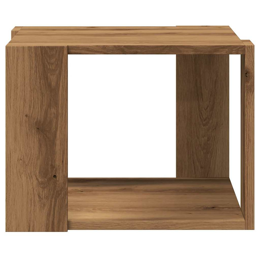 Salontafel 40x40x30 cm bewerkt hout artisanaal eikenkleur