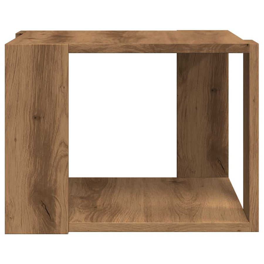Salontafel 40x40x30 cm bewerkt hout artisanaal eikenkleur