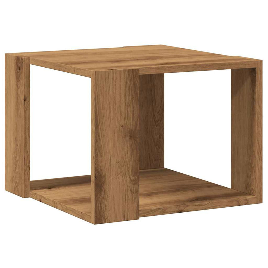 Salontafel 40x40x30 cm bewerkt hout artisanaal eikenkleur