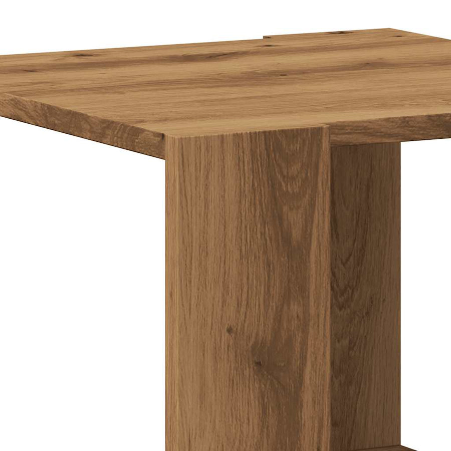 Salontafel 40x40x30 cm bewerkt hout artisanaal eikenkleur