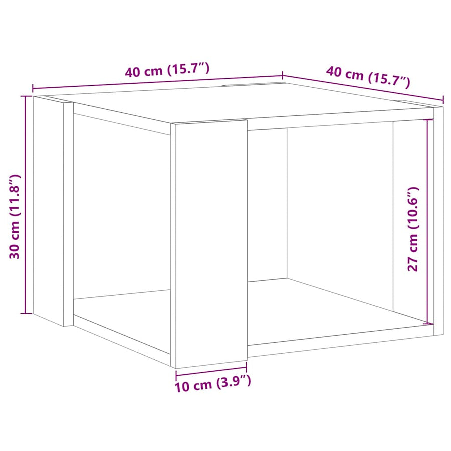 Salontafel 40x40x30 cm bewerkt hout artisanaal eikenkleur