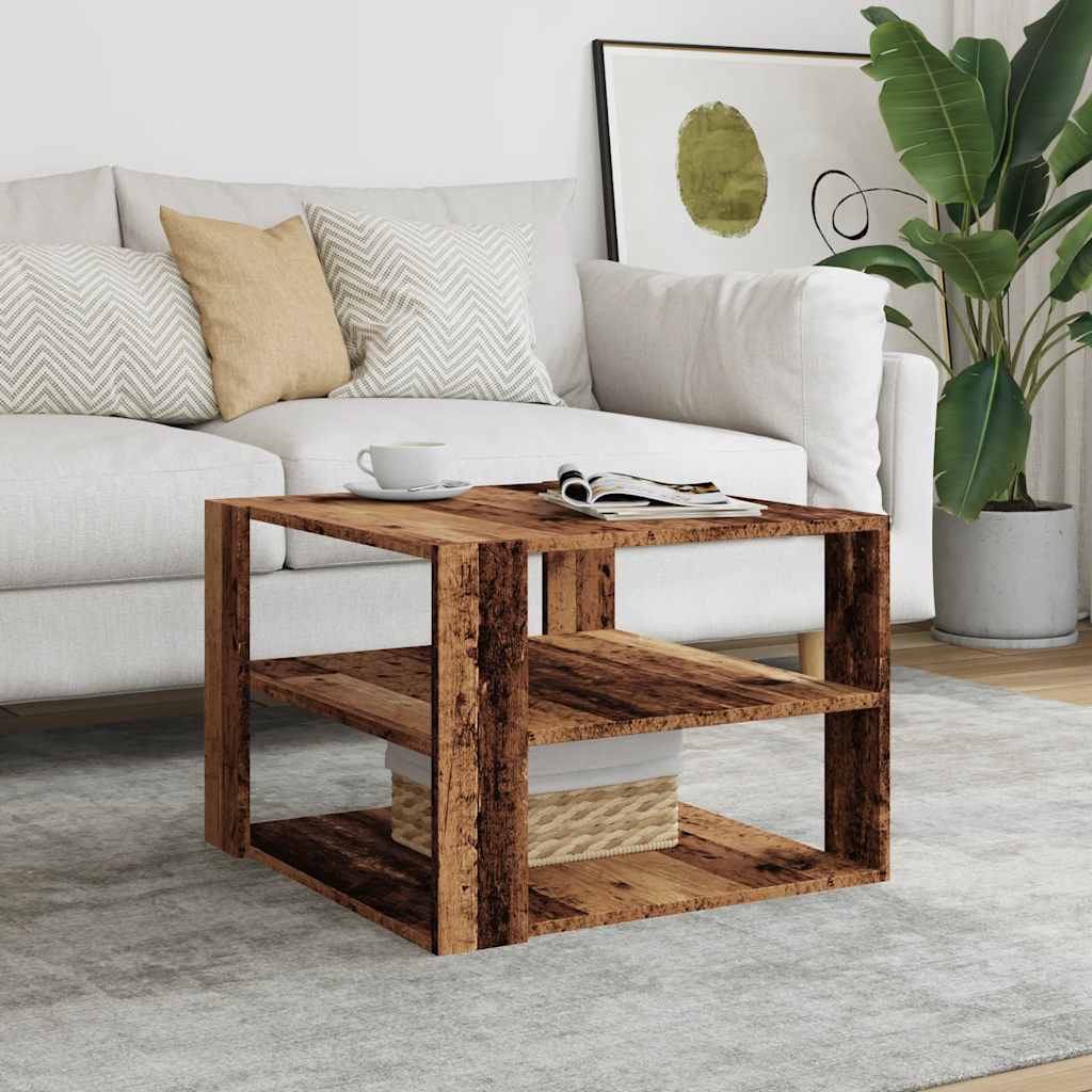 Salontafel 58x58x40 cm bewerkt hout oud houtkleurig