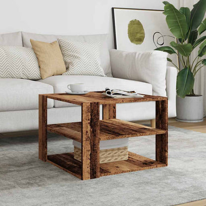 Salontafel 58x58x40 cm bewerkt hout oud houtkleurig