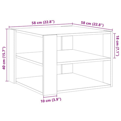 Salontafel 58x58x40 cm bewerkt hout oud houtkleurig