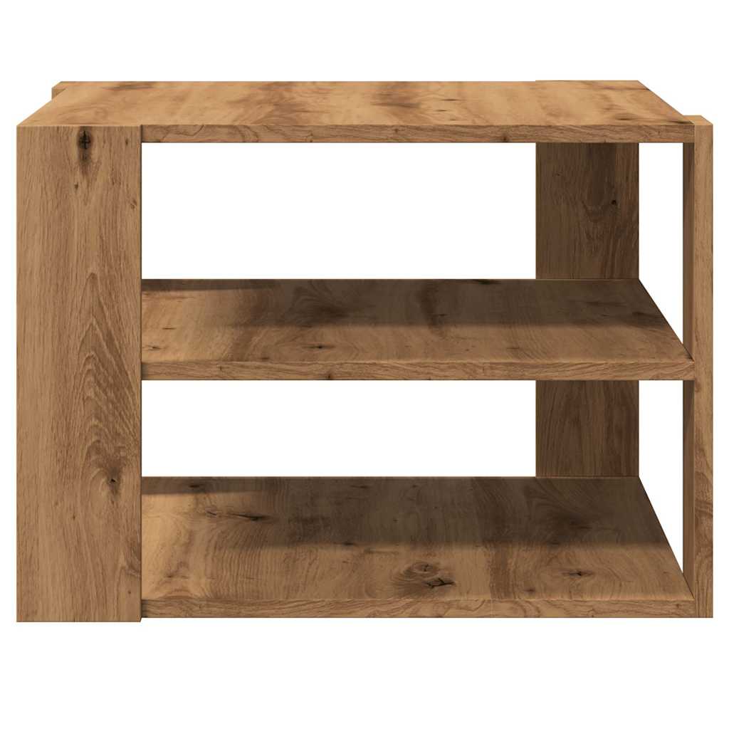 Salontafel 58x58x40 cm bewerkt hout artisanaal eikenkleurig