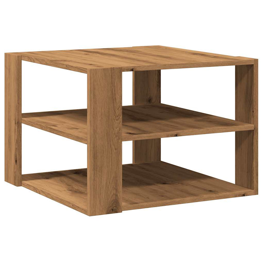 Salontafel 58x58x40 cm bewerkt hout artisanaal eikenkleurig