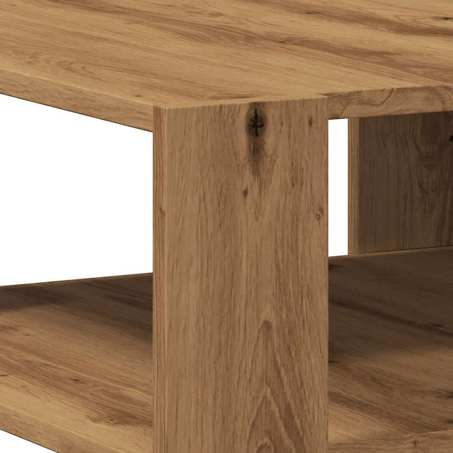 Salontafel 58x58x40 cm bewerkt hout artisanaal eikenkleurig