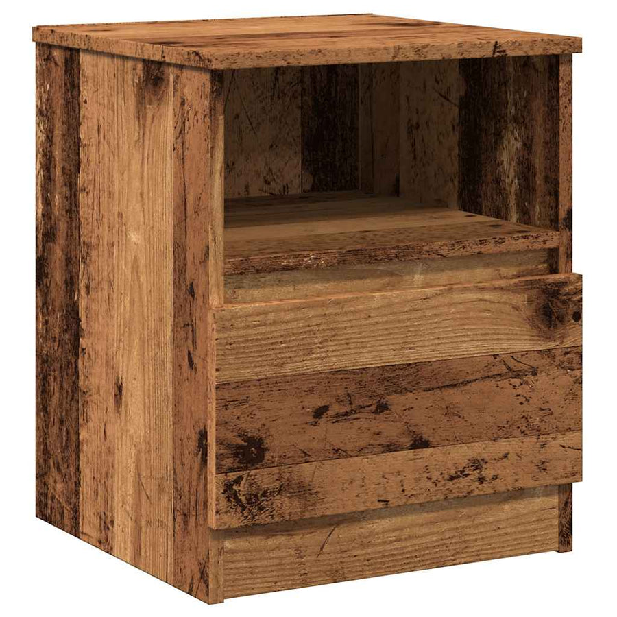 Nachtkastje 40x40x50 cm bewerkt hout oud houtkleurig