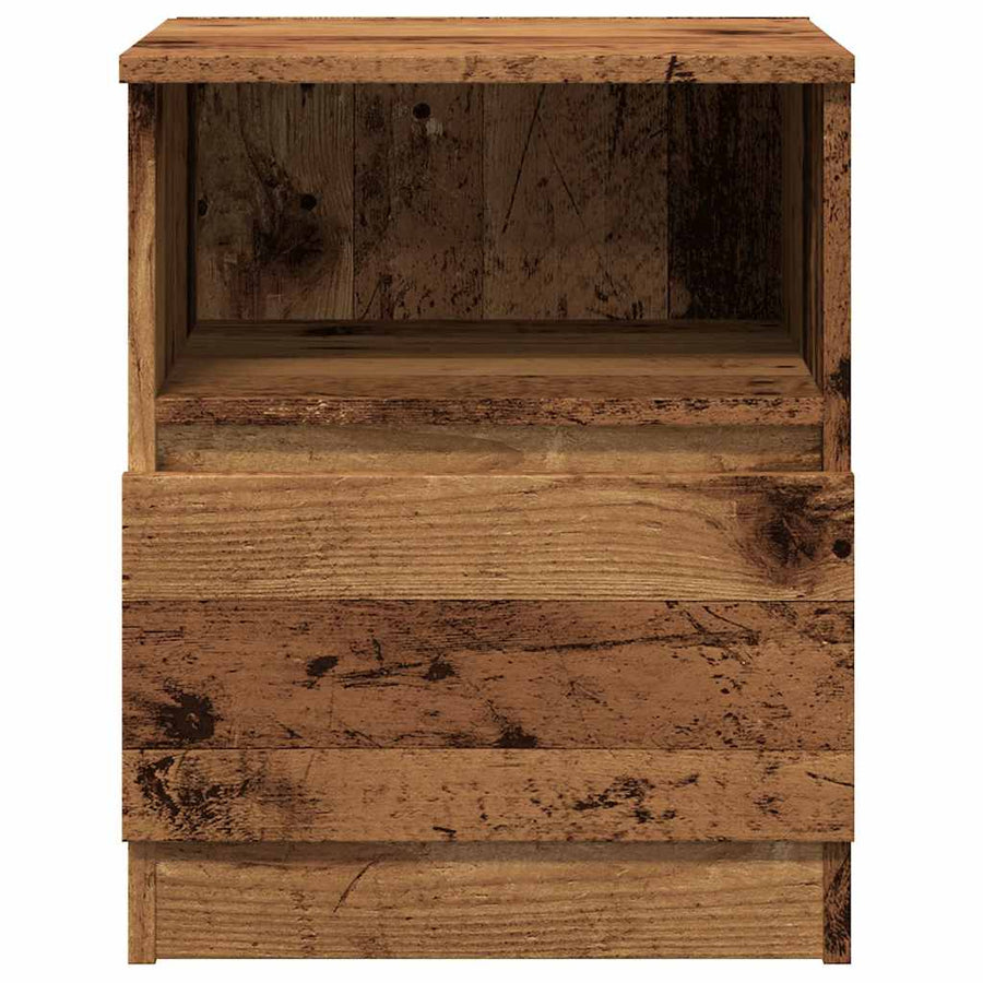 Nachtkastje 40x40x50 cm bewerkt hout oud houtkleurig