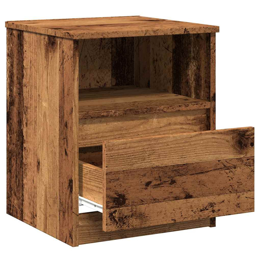 Nachtkastje 40x40x50 cm bewerkt hout oud houtkleurig