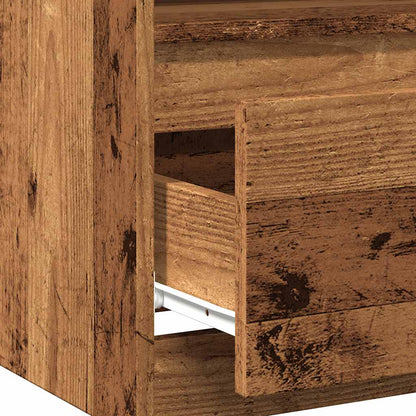 Nachtkastje 40x40x50 cm bewerkt hout oud houtkleurig