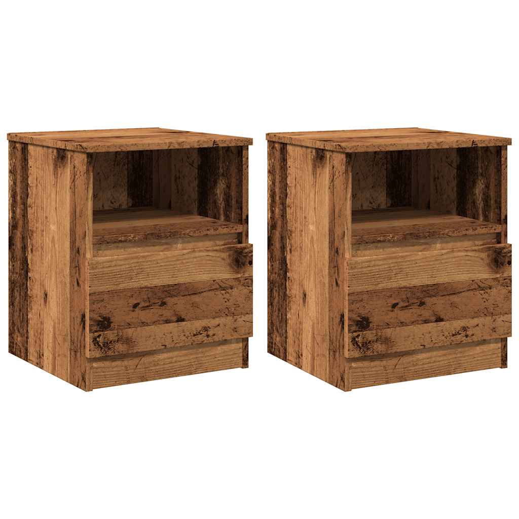 Nachtkastjes 2 st 40x40x50 cm bewerkt hout oud houtkleurig