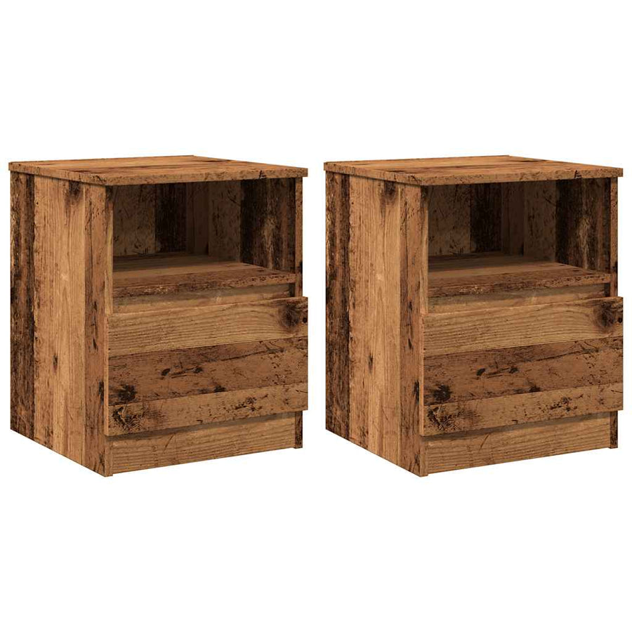Nachtkastjes 2 st 40x40x50 cm bewerkt hout oud houtkleurig