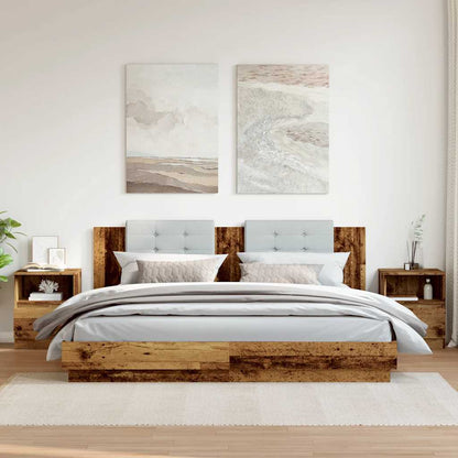 Nachtkastjes 2 st 40x40x50 cm bewerkt hout oud houtkleurig