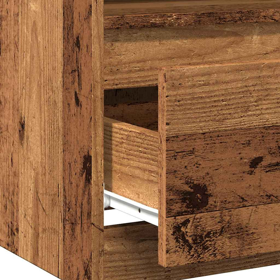 Nachtkastjes 2 st 40x40x50 cm bewerkt hout oud houtkleurig